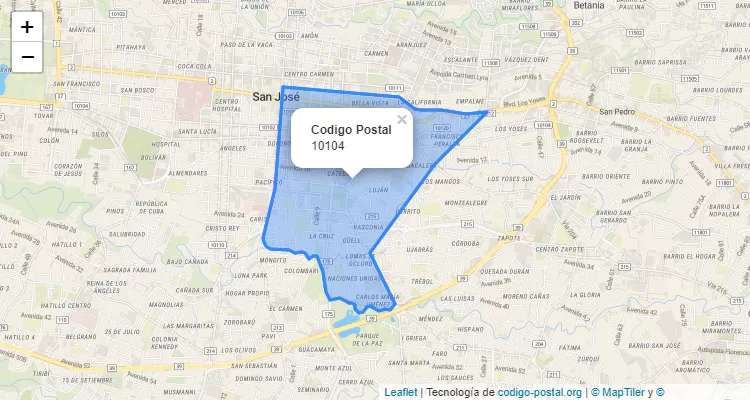 Código Postal Distrito Catedral, San Jose - San Jose - Costa Rica