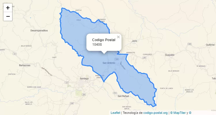 Código Postal Distrito San Antonio, Puriscal - San Jose - Costa Rica