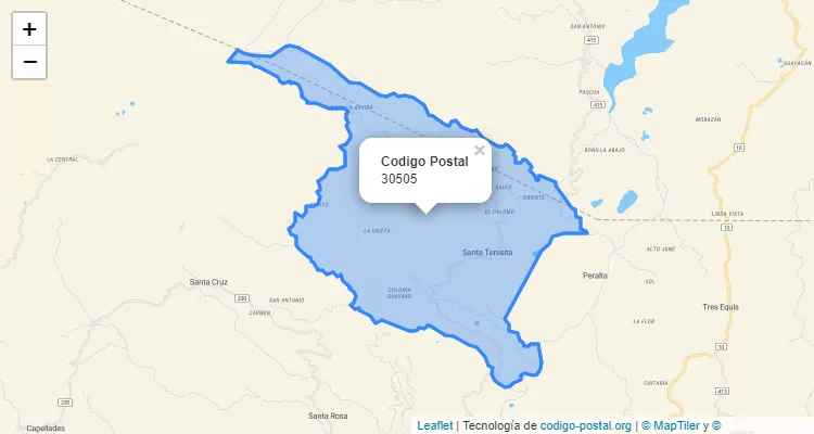 Código Postal Distrito Santa Teresita, Turrialba - Cartago - Costa Rica