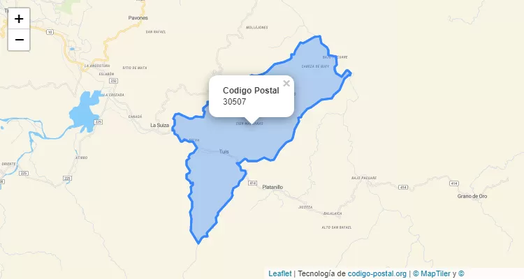 Código Postal Distrito Tuis, Turrialba - Cartago - Costa Rica