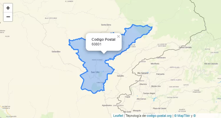 Código Postal Distrito San Vito, Coto Brus - Puntarenas - Costa Rica