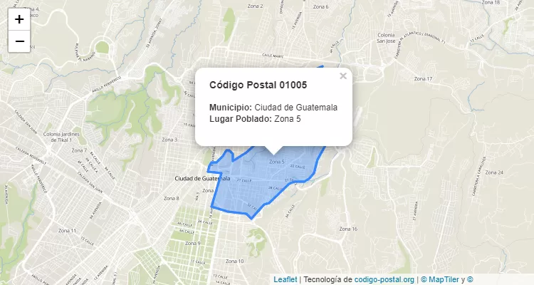Código Postal Ciudad Zona 5 en Ciudad de Guatemala, Guatemala - Guatemala