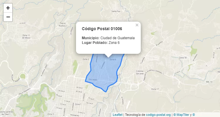 Código Postal Ciudad Zona 6 en Ciudad de Guatemala, Guatemala - Guatemala