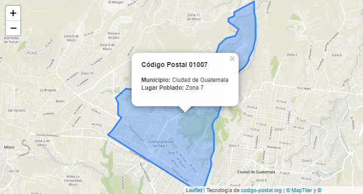 Código Postal Ciudad Zona 7 en Ciudad de Guatemala, Guatemala - Guatemala