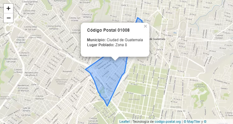 Código Postal Ciudad Zona 8 en Ciudad de Guatemala, Guatemala - Guatemala
