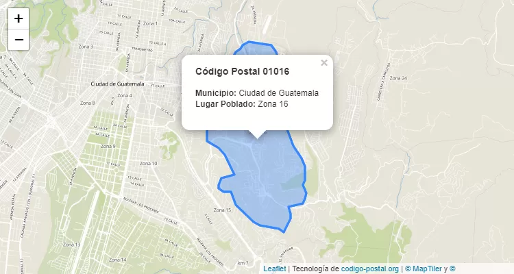 Código Postal Ciudad Zona 16 en Ciudad de Guatemala, Guatemala - Guatemala