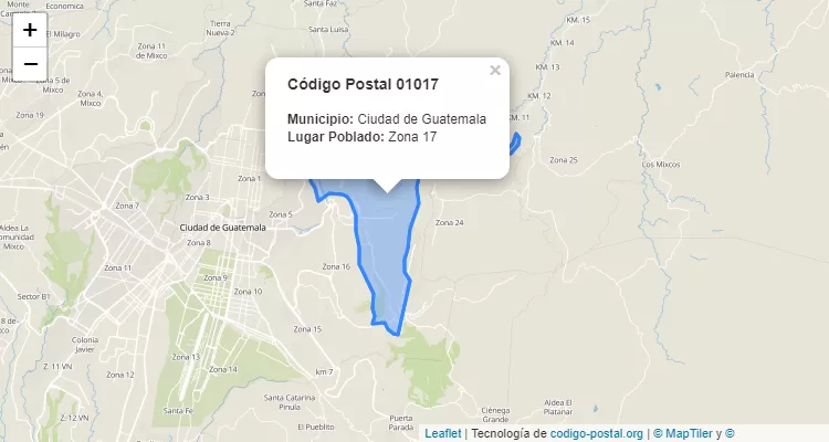 Código Postal Ciudad Zona 17 en Ciudad de Guatemala, Guatemala - Guatemala