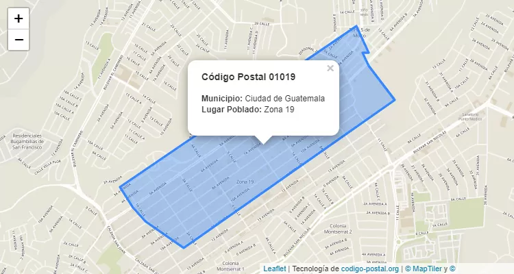 Código Postal Ciudad Zona 19 en Ciudad de Guatemala, Guatemala - Guatemala