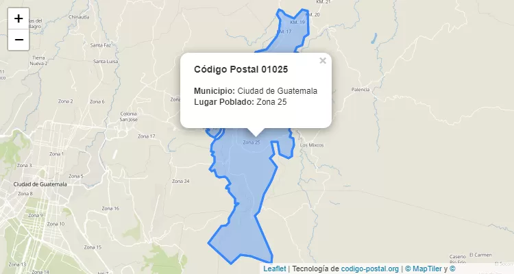 Código Postal Ciudad Zona 25 en Ciudad de Guatemala, Guatemala - Guatemala