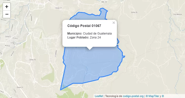 Código Postal Ciudad Zona 24 (Canalitos) en Ciudad de Guatemala, Guatemala - Guatemala