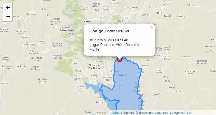 Código Postal Aldea Boca del Monte en Villa Canales, Guatemala - Guatemala