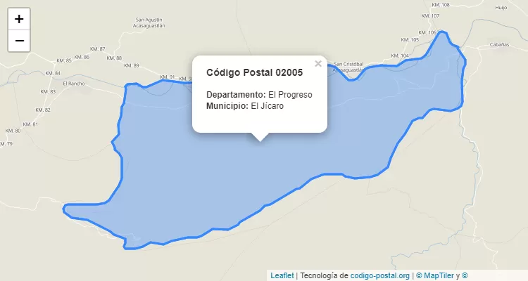 Código Postal Caserio Ojo de Agua en El Jicaro, El Progreso - Guatemala