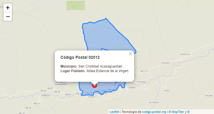 Código Postal Aldea Estancia de la Virgen en San Cristobal Acasaguastlan, El Progreso - Guatemala