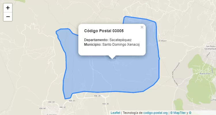 Código Postal Paraje Chorrocon en Santo Domingo Xenacoj, Sacatepéquez - Guatemala