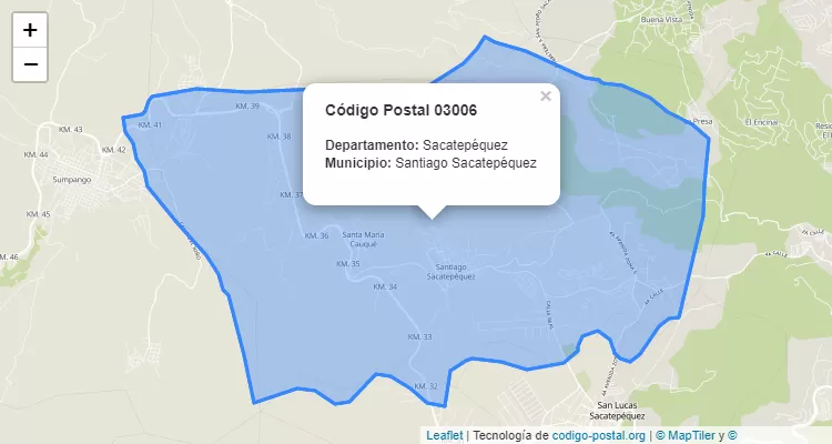 Código Postal Caserio El Manzanillo en Santiago Sacatepequez, Sacatepéquez - Guatemala