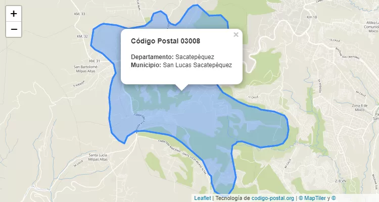 Código Postal Aldea Choacorral en San Lucas Sacatepequez, Sacatepéquez - Guatemala