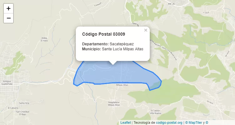Código Postal Caserio El Paraíso en Santa Lucia Milpas Altas, Sacatepéquez - Guatemala