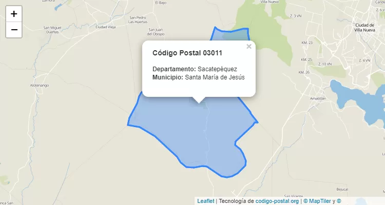 Código Postal Colonia Quintas Reino de la Naturaleza en Santa Maria de Jesus, Sacatepéquez - Guatemala