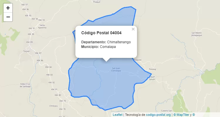 Código Postal Caserio San Juan de Palima en Comalapa, Chimaltenango - Guatemala