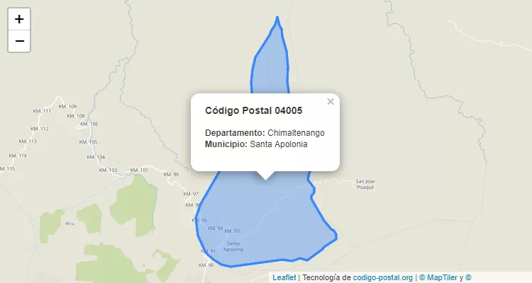 Código Postal Aldea Xepanil en Santa Apolonia, Chimaltenango - Guatemala