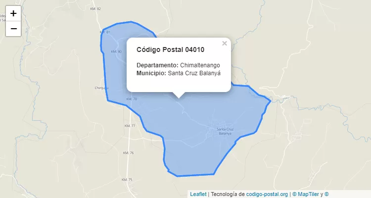 Código Postal Aldea Chimazat en Santa Cruz Balanya, Chimaltenango - Guatemala