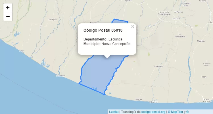 Código Postal Caserio Calle Costa Sur en Nueva Concepcion, Escuintla - Guatemala