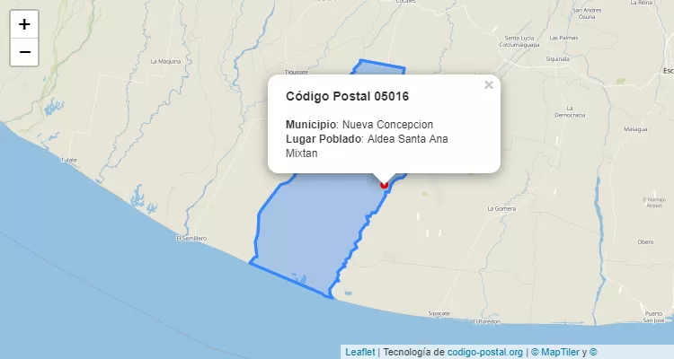 Nueva Concepcion Escuintla Guatemala Map Zip Code 05016 | Guatemala