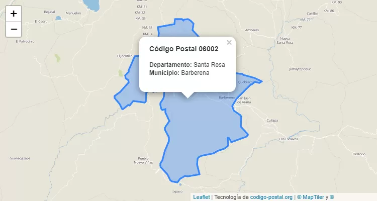 Código Postal Caserio Las Margaritas en Barberena, Santa Rosa - Guatemala