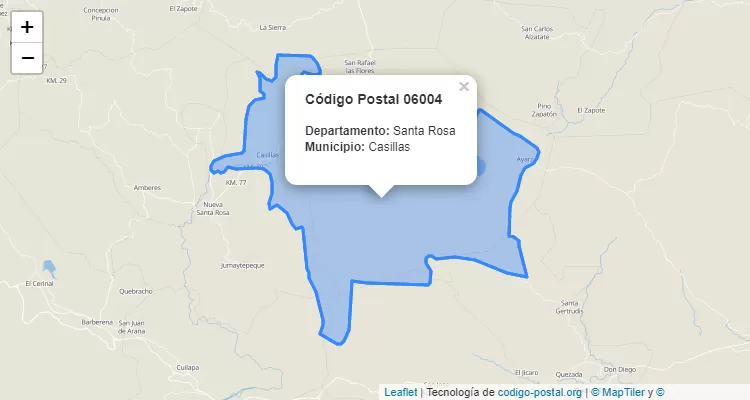 Código Postal Caserio Las Flores en Casillas, Santa Rosa - Guatemala