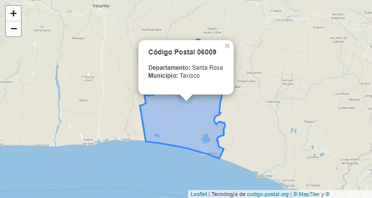 Código Postal Finca La Ponderosa en Taxisco, Santa Rosa - Guatemala