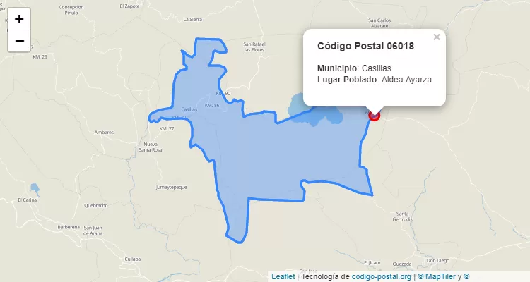 Código Postal Aldea Ayarza en Casillas, Santa Rosa - Guatemala