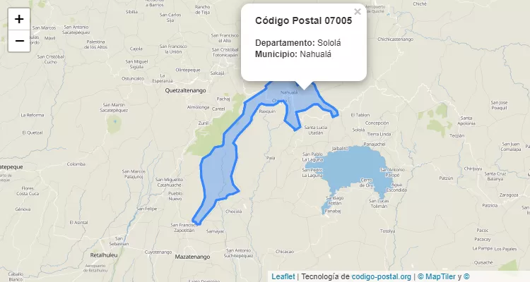 Código Postal Paraje Chuacasiguan en Nahuala, Sololá - Guatemala