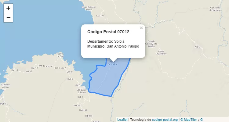 Código Postal Caserio El Naranjo en San Antonio Palopo, Sololá - Guatemala