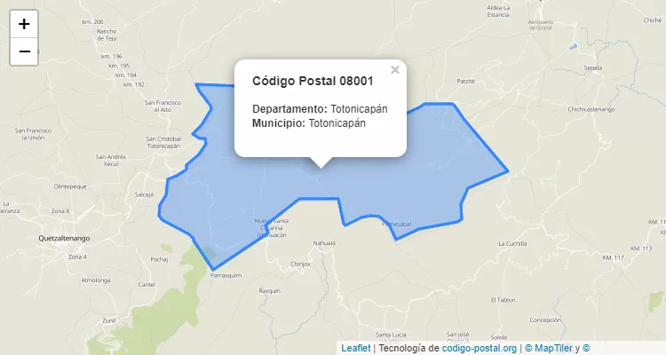 Código Postal Caserio Sector 1 la Concordia en Totonicapan, Totonicapán - Guatemala