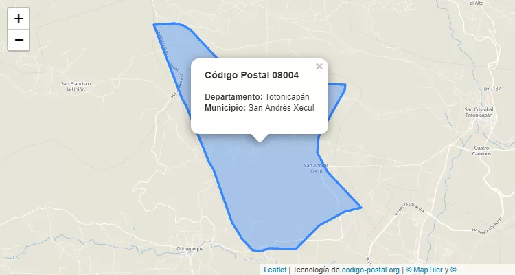 Código Postal Aldea Chajabal en San Andres Xecul, Totonicapán - Guatemala
