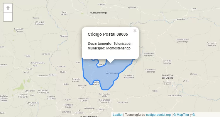 Código Postal Caserio Tzanjon Centro en Momostenango, Totonicapán - Guatemala