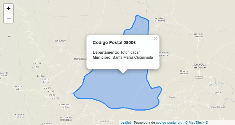 Código Postal Caserio Chiaj en Santa Maria Chiquimula, Totonicapán - Guatemala