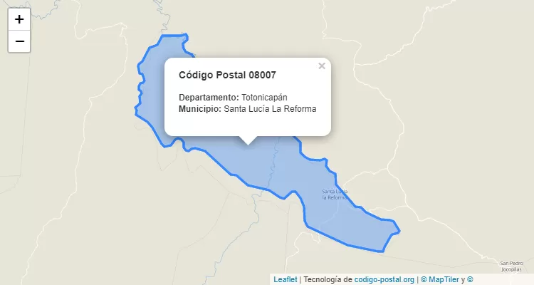 Código Postal Caserio Pamochen en Santa Lucia la Reforma, Totonicapán - Guatemala