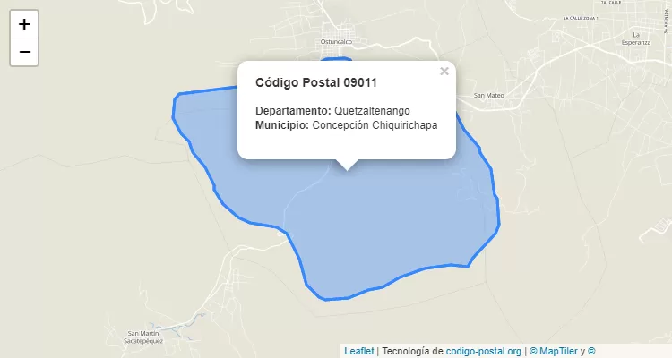 Código Postal Aldea Los Duraznales en Concepcion Chiquirichapa, Quetzaltenango - Guatemala