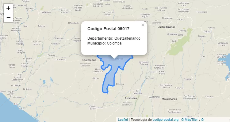 Código Postal Finca Mujulia O Santa Rosalia en Colomba, Quetzaltenango - Guatemala