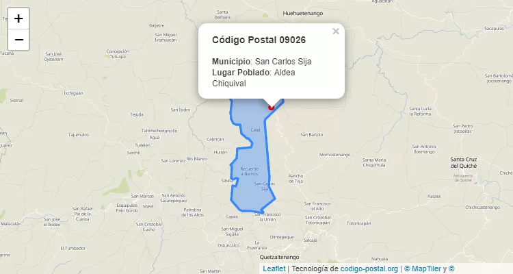 Código Postal Aldea Chiquival en San Carlos Sija, Quetzaltenango - Guatemala