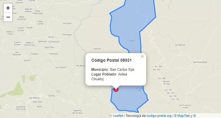 Código Postal Aldea Chuatuj en San Carlos Sija, Quetzaltenango - Guatemala