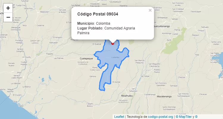 Código Postal Comunidad Agraria Palmira en Colomba, Quetzaltenango - Guatemala