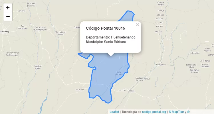 Código Postal Finca El Rincon O Nueva Esperanza en Santa Barbara, Suchitepéquez - Guatemala