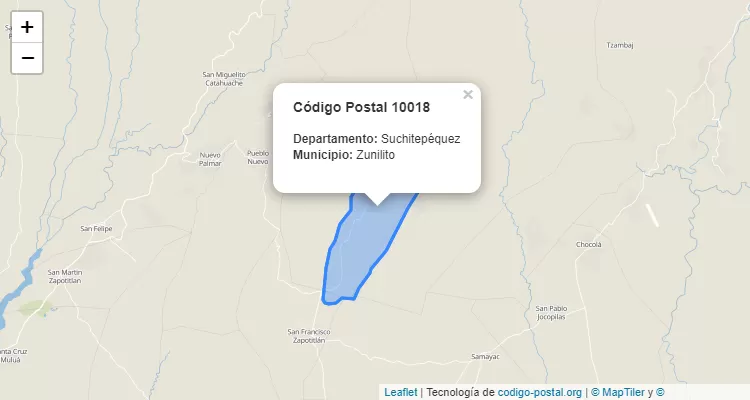 Código Postal Caserio El Mandarinal en Zunilito, Suchitepéquez - Guatemala
