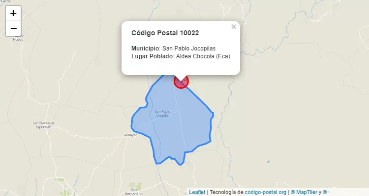 Código Postal Aldea Chocola (Eca) en San Pablo Jocopilas, Suchitepéquez - Guatemala