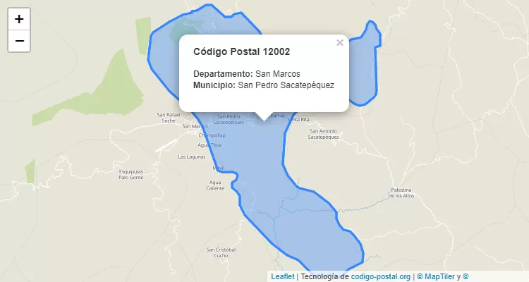 Código Postal Aldea Provincia Chiquita en San Pedro Sacatepequez, San Marcos - Guatemala