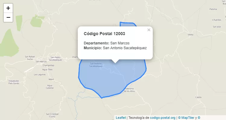 Código Postal Caserio Siete Tambores en San Antonio Sacatepequez, San Marcos - Guatemala