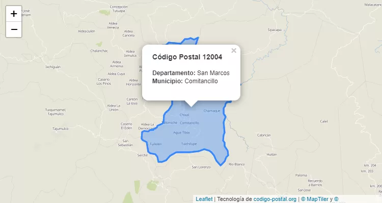 Código Postal Caserio Tuixcajchis en Comitancillo, San Marcos - Guatemala