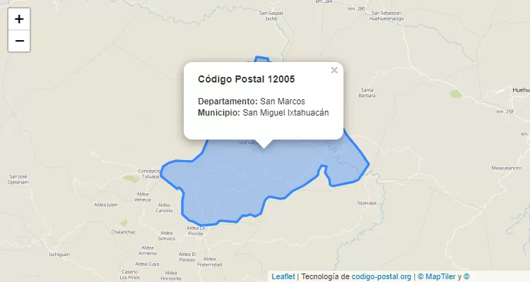 Código Postal Caserio Peñas Rojas en San Miguel Ixtahuacán, San Marcos - Guatemala